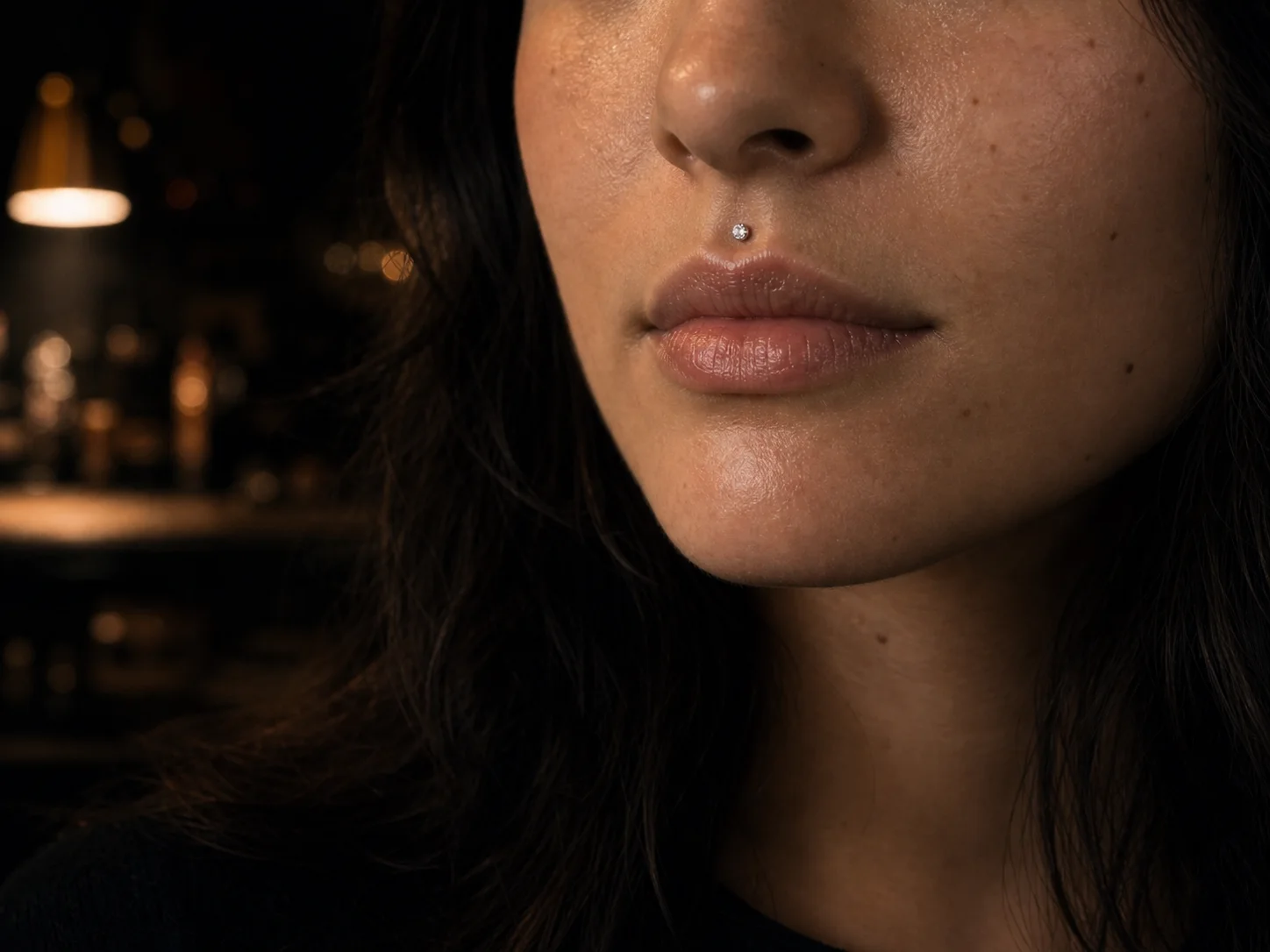 Medusa gem — original facial piercing jewelry direction photographed for Chill Ink